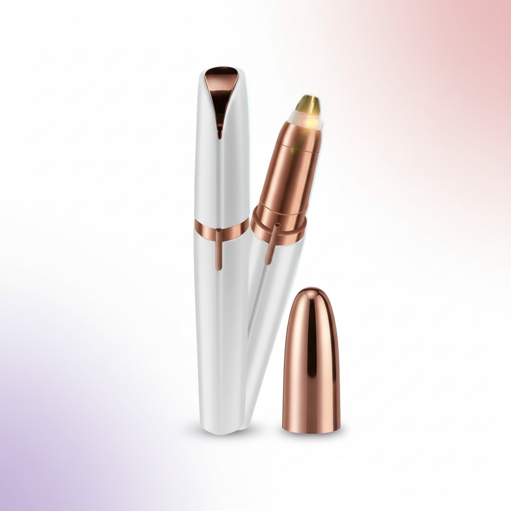 Depiladora Facial LED Blanca y Oro Rosa