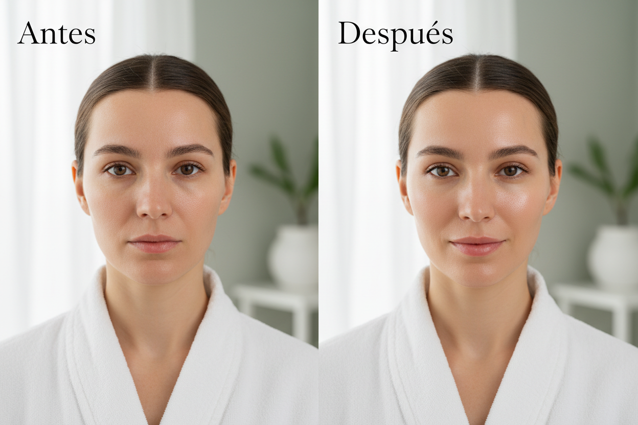 Antes y después masajeador LED