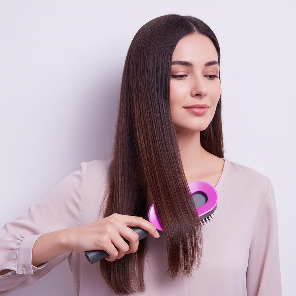 Mujer usando Cepillo Desenredante